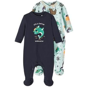 NAME IT Baby Boys NBMOCEAN 2P Nightsuit W/F romper, pastelturquoise, 56