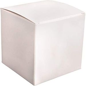 Rayher 67323102 vierkante vouwdoos om te vullen, set van 6, geschenkdozen van karton, wit, 10x10x10 cm