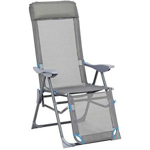 greemotion Relax Chair Lido, opvouwbare ligstoel, tuinstoel met aluminium frame, opvouwbare stoel met 5-voudig verstelbare rugleuning, in grijs/blauw
