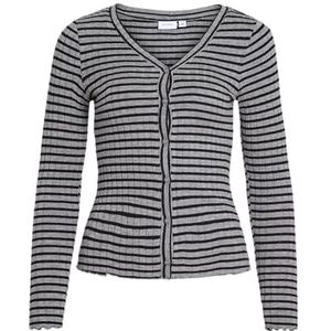 Virika L/S V-hals cardigan, Medium grijs (grey melange), XS