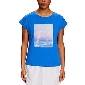 ESPRIT T-shirt met print op de voorkant, 100% katoen, bright blue, XS