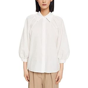ESPRIT Collection Seersucker-blouse met donzige mouwen, off-white, XS