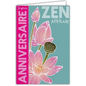 Afie 65-1320 wenskaart voor verjaardag, voor dames, motief Zen Attitude bloemen, lotusbloemen, fuchsia, incl. envelop