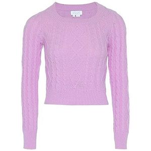 Blonda Dames Vintage Twist-gebreide trui met vierkante hals Lavendel Maat M/L, lavendel, M