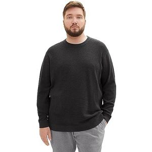 TOM TAILOR Basic gebreide trui voor heren van katoen, 10617-zwart grijs melange, 4XL