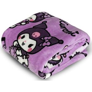 Kanguru Kuromi, zachte fleecedeken, 130 x 170 cm, Kawaii fleecedeken voor meisjes of dames, grappig cadeau-idee voor Kerstmis, verjaardag, thuis, bank, bed, kinderkamer, paars