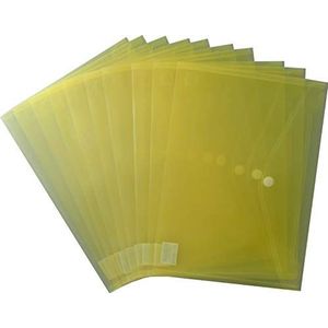 EXXO by HFP 90153 Documentenportefeuilles A4, liggend met klittenbandsluiting, transparant geel, pak van 10, 335 mm x 240 mm