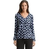 Tom Tailor - Loose Fit Shirt - Viscosemix - Lange Mouwen - All-over Motief