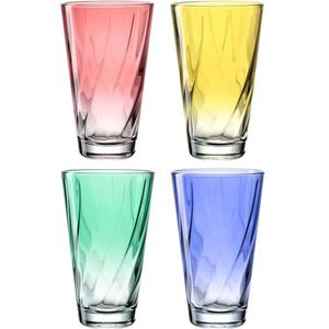 LEONARDO HOME Twist 046975 Drinkglazenset, 4-delige set, vaatwasmachinebestendige sapglazen, hoogwaardige en moderne drinkglazen, ergonomische, gebogen waterglazen, geschikt voor dagelijks gebruik,