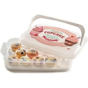 Snips Cupcake-schaal, 7 l, wit, voor snoep, gedecoreerde container met dienblad, gemaakt in Italië, BPA-vrij