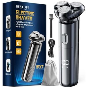 Elektrisch scheerapparaat voor heren, elektrisch scheerapparaat voor heren, elektrisch 3D droog scheerapparaat met magnetische scheerkoppen IPX7 met reisvergrendeling, nat en droog scheerapparaat