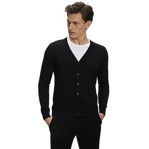 FALKE Basic New Merino cardigan voor heren, gebreide jas, zacht, huidvriendelijk, ademend, klimaatregulerend, geurremmende wol, 1 stuk, zwart (black 3000), 3XL