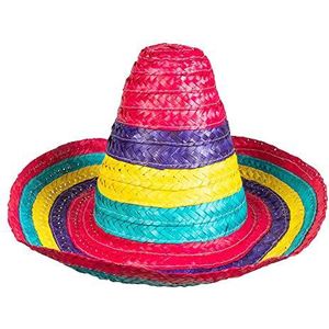 Boland 95475 - Kinder-Sombrero Puebla, diameter 40 cm, kleurrijke strohoed, hoed, hoofddeksel, kinderfeest, kostuum, carnaval, themafeest