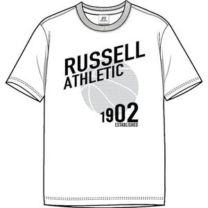 RUSSELL ATHLETIC Hoop-s/S T-shirt met ronde hals voor heren, Wit, XL