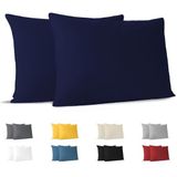 Dreamzie - Kussensloop - Donkerblauw - Set van 2 - 100% Jersey Katoen