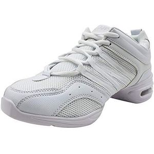Yudesun Sport Buiten Dansschoenen Dames - Dames Zwart Mesh Splitsen Zool Veters Schoen Lesgeven Oefenen Sneakers Comfortabel Antislip Trainers Jazz Latin Ballroom Wit 41 EU