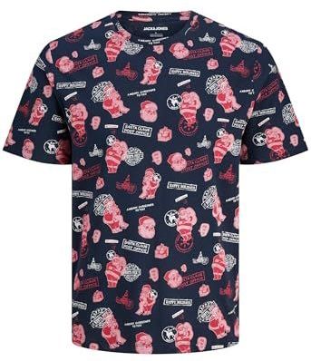 JACK & JONES Shirt  navy / pink / wit
