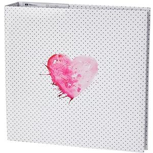 Hama Insteek-fotoalbum Laprecise, memo-album met 100 pagina's, voor het insteken van 200 foto's in het formaat 10 x 15, aquarel hart motief, 22,5 x 22, insteekalbum fotoboek roze