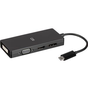 C2G USB-C® Multiport Adapter, 4-in-1 Video Adapter with HDMI®, DisplayPort™, DVI, & VGA - 4K 60Hz Compatible with MacBook Pro/Air, iPad Pro/Air, Galaxy,Surface Pro,XPS etc.