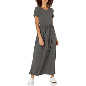 Amazon Essentials Maxi-jurk met korte mouwen voor dames (verkrijgbaar in grote maten), Charcoal Heather, L