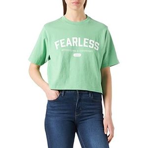 JJXX Dames T-Shirt JXBrook Relaxed, Absinthe Green/Detail: Bright White Print Cali 2, L