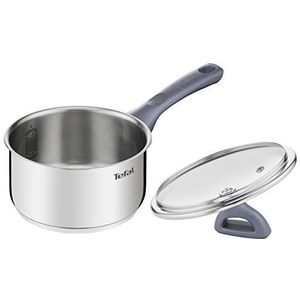 Tefal Daily Cook steelpan van roestvrij staal, 18 cm, 2,1 liter, versterkte bodem, geschikt voor alle warmtebronnen, inclusief inductie, hoge geleiding en weerstand, van gerecyclede materialen