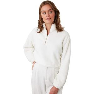 Trendyol Sweatshirt - Bruin - Crop, Ecru, L