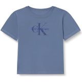 Calvin Klein Boy's Light MONOLOGO S/S T-Shirt IB0IB02610 S/S T-shirt, blauw (satijn blauw), 4 jaar, Blauw (Satijn Blauw), 4 jaar
