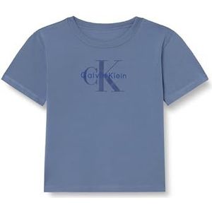 Calvin Klein Boy's Light MONOLOGO S/S T-Shirt IB0IB02610 S/S T-shirt, blauw (satijn blauw), 4 jaar, Blauw (Satijn Blauw), 4 jaar