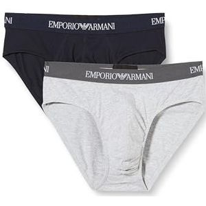 Emporio Armani Heren 2-pack Letter Pure Cotton Slip, Wit, L EU, wit A, L