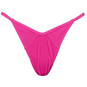 PUMA Dames Ribbed Tanga Bikini Bottoms, neon roze, XS, neonroze, XS