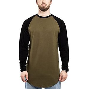 Blackskies Side Zip T-shirt met lange mouwen | lange oversize mode basic longsleeve heren longshirt long tee met ritssluiting - diverse kleuren, Olijfzwart, M