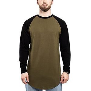 Blackskies Side Zip T-shirt met lange mouwen | lange oversize mode basic longsleeve heren longshirt long tee met ritssluiting - diverse kleuren, Olijfzwart, S