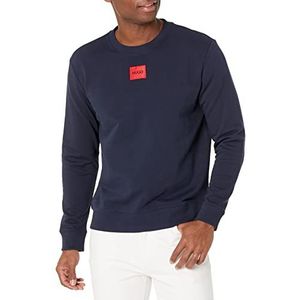 Hugo Boss Mannen Regular Fit Square Logo Jersey Sweatshirt Trui, Skycaptain Navy, Groot