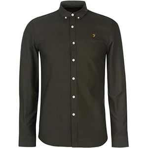 Farah Heren Brewer Slim Fit Katoen Oxford Shirt, altijdgroen, S