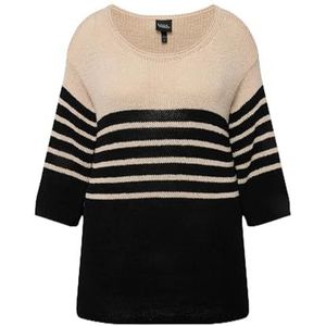 Ulla Popken, Dames, grote maten, trui met strepen, zwart, 50/52 NL