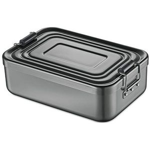 Küchenprofi Lunchbox van aluminium, voor volwassenen en kinderen, broodtrommel met vakken, verstelbaar, met siliconen afdichting, 23 x 15 x 7 cm, antraciet