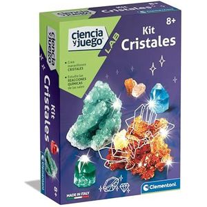 Clementoni Kristallen kit 55533 Wetenschappelijke en educatieve set om je eigen kristallen op een snelle, veilige en grappige manier te creëren, vanaf 8 jaar