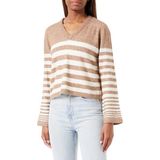 Bestseller A/S Vmhurricane Ls V-hals Ga Bf Pullover voor dames, Brown Lentil/Stripes:w. Berk, XS