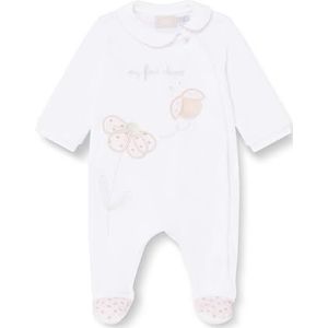Chicco Rompertje aan de voorkant open van chenille met lange mouwen, Wit, 0 Maanden