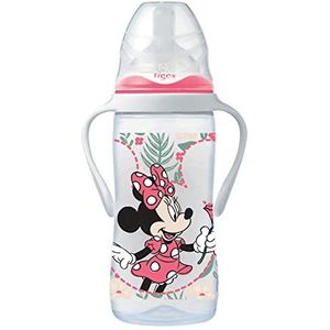 Tigex Babyfles met 3 snelheden met afneembare handgrepen + 6 maanden 300 ml siliconen zuiger anti-koliek BPA-vrij Disney Minnie Mouse,Roze