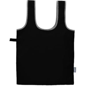 NERTHUS FIH 1310 Opvouwbare boodschappentas met elastiek: praktisch, milieuvriendelijk en klaar om mee te nemen, Zwart, Herbruikbare tas