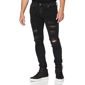 JACK & JONES Geripte skinny jeans voor heren, Zwart (zwart Denim), 27W / 32L