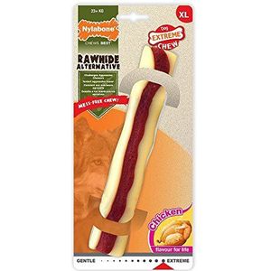 Nylabone Extreme Tough Dog Chew Toy Rawhide alternatief, zonder knoeien, kippensmaak, extra groot, voor honden van meer dan 23 kg