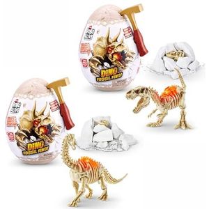 ROBO ALIVE Mini Dino Fossil Find (2 stuks, T-Rex & Brontosaurus) van ZURU Boys 4-8 Dig en Discover, STEM, Excavate Prehistorische Fossils, Educational Toys, Great Science Kit, cadeau voor meisjes en