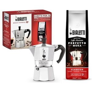 Bialetti Moka Express 3 Kos Percolator - 130 ml - gratis koffie 250 gram