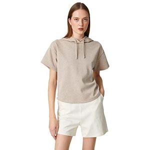 Koton Sweatshirt met capuchon voor dames met korte mouwen, beige (057), M