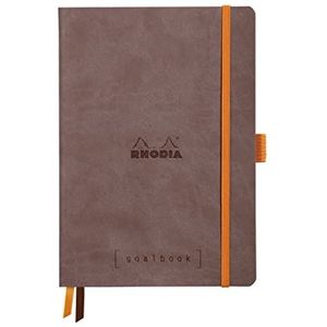 Rhodia 117701C Rhodiama notitieboek (met zacht deksel in formaat DIN A4+, 220 x 297 mm, 80 vellen, microgeperforeerd, gelinieerd, met elastiek, bladwijzer, elastische binnenvak) geruit bruin