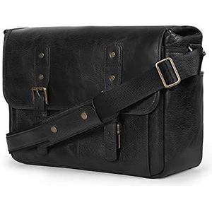 MegaGear Aktetas Satchel Portfolio Notebook Tablet Messenger Bag Voor Mannen & Vrouwen Met Verstelbare Schouderriem, Zwart, Eén maat