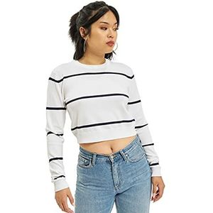 Urban Classics Dames Dames Dames Short Gestreepte Sweater Pullover, wit (White/Navy 01289), XL